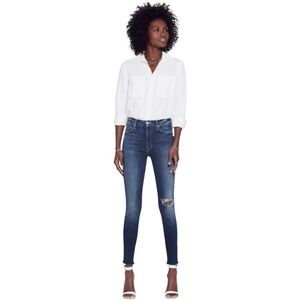 MOTHER The Looker Ankle Fray Distressed High Waist Jeans‎ Close To The Edge 25